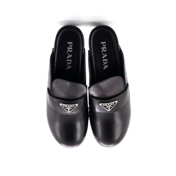 Prada Women's Logo Mule Clogs Leather - Picture 2 of 6